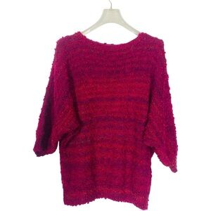 Slub Knit Sweater Reds and Purple Dolman 3/4 Sleeve No Tag See Size Chart